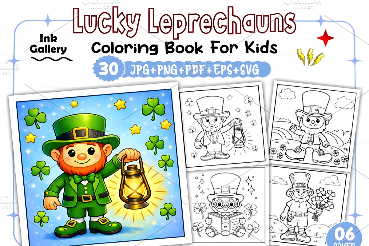 Lucky Leprechauns Coloring Book, a Seasonal Illustration by Ink Gallery (Photo 1 of 9)