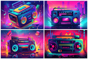 20 Colorful Boombox Illustrations