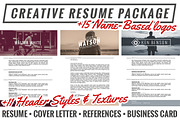 Creative Resume Package + Extras, a Resume Template by suppply (Thumbnail 1 of 3)