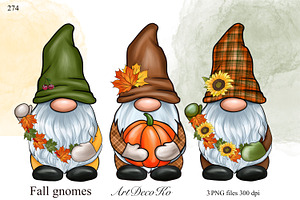 Fall Autumn Gnomes, Gnome Clipart