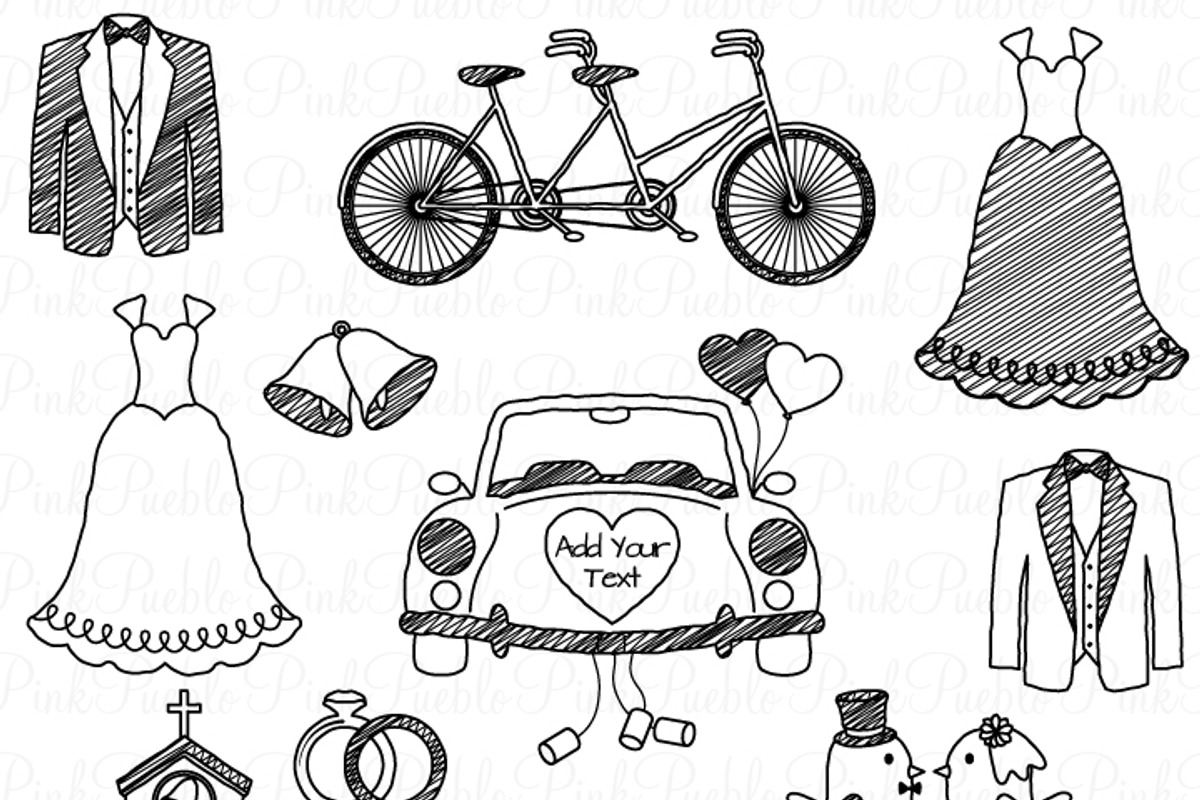Doodle Wedding Photoshop Brushes preview 4