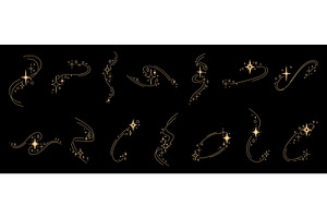 Golden star sparkles bursts trace