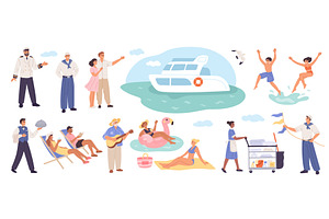 Ship cruise people. Happy, a Person Illustration by YummyBuum
