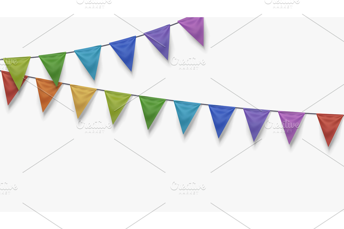 birthday colorful flags isolated on, an Object Illustration by IfH