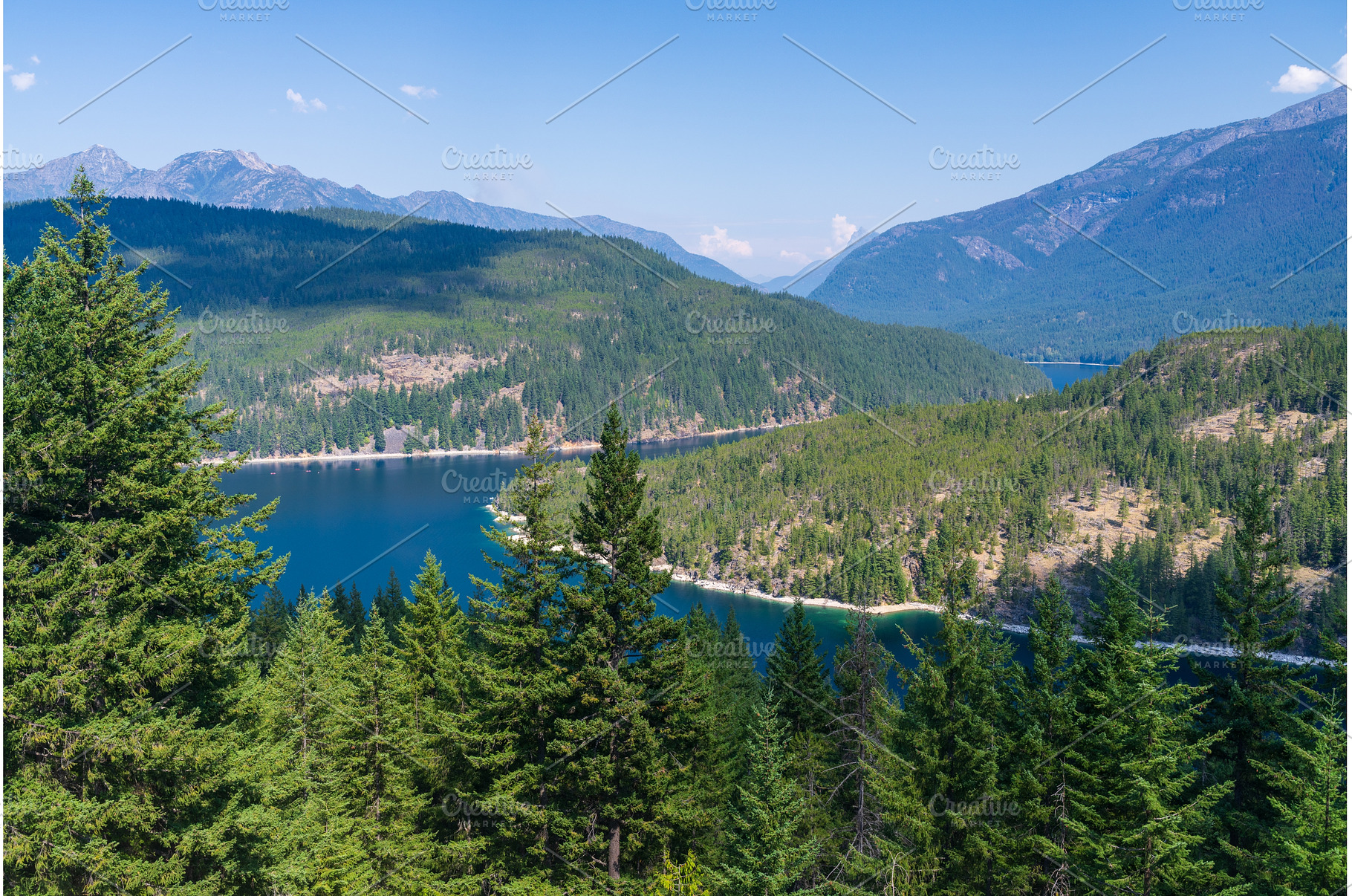 Panoramic view of Ross Lake in the, a Nature Photo by Backyard Stock