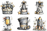 Whimsical Silver New Year Clipart, an Illustration by CraftArtStudio (Thumbnail 3 of 6)