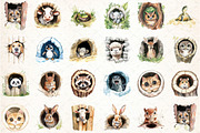 Funny Animals in Hole Clipart, an Illustration by DreamCafeArt (Thumbnail 3 of 6)