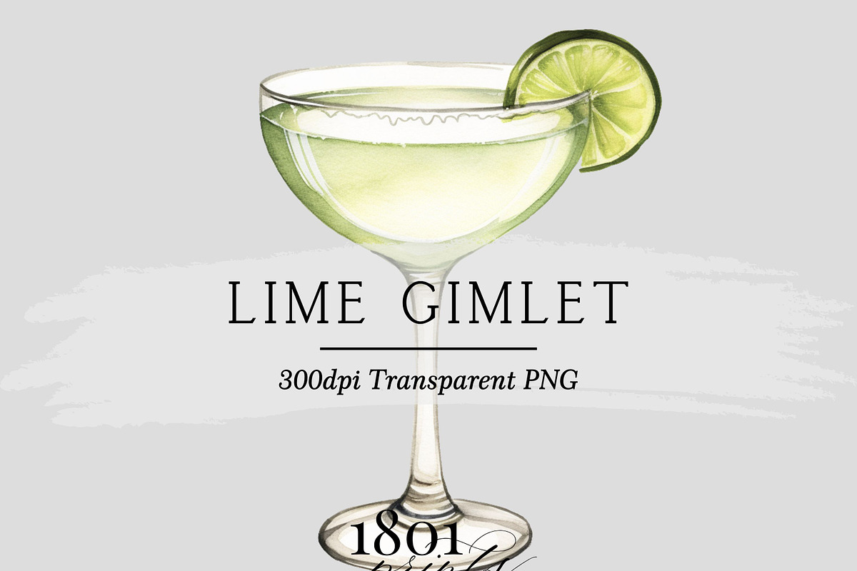 Lime Gimlet Cocktail Watercolor, an Illustration by 1801Prints (Photo 1 of 4)