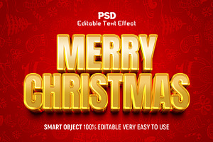 Gold Merry Christmas 3D Text Effect, a Layer Style Add-On by Design Fly