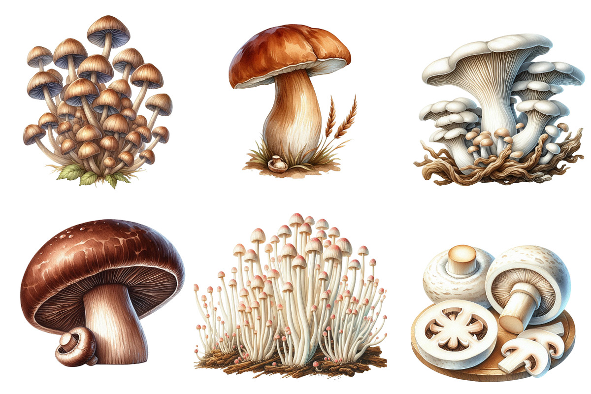 Watercolor Mushroom Clipart, an Illustration by CreationArt (Photo 6 of 7)