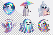 Halloween Iridescent Ghost Clipart B, an Illustration by SVGArt (Thumbnail 2 of 8)