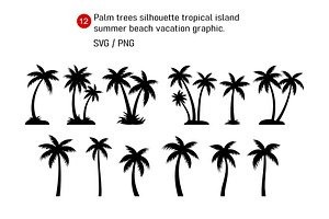 Palm Trees Silhouette Illustrations, a Decorative Illustration by kaisorn