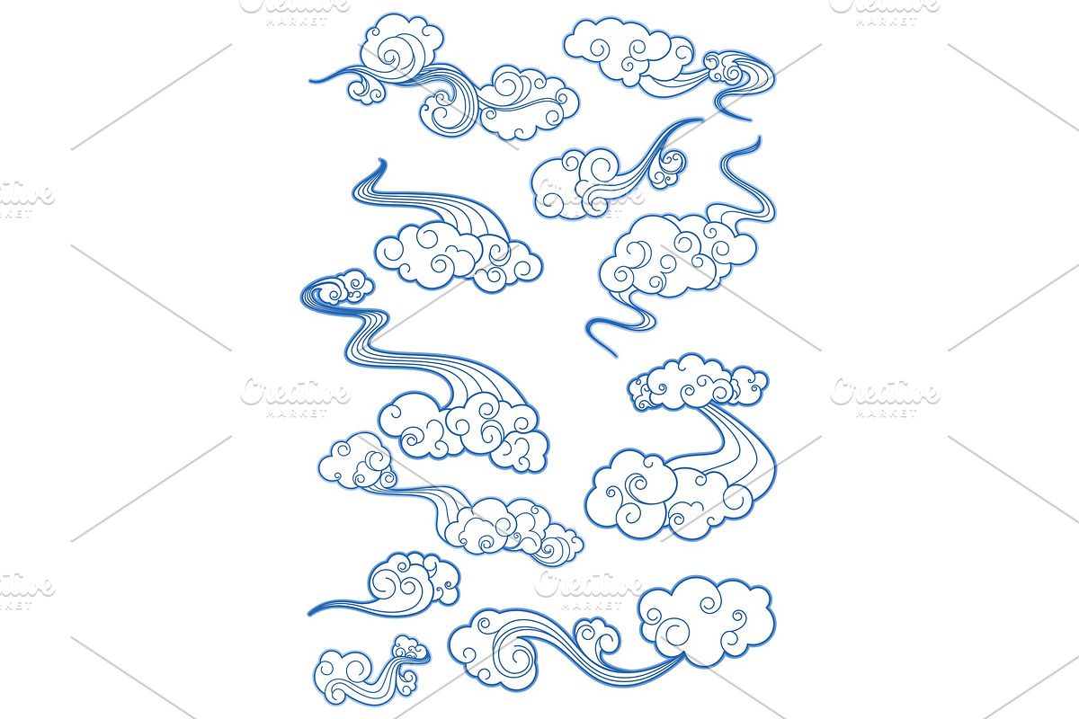 Sky clouds in retro style, a Solid Icon by Vector Tradition (Photo 2 of 3)