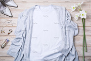 T-shirt mockup with gray cardigan, a Print Template by TasiPas (Thumbnail 3 of 4)