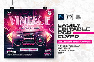 Vintage Retro Party Flyer Template, a Flyer Template by Shajib Shikder