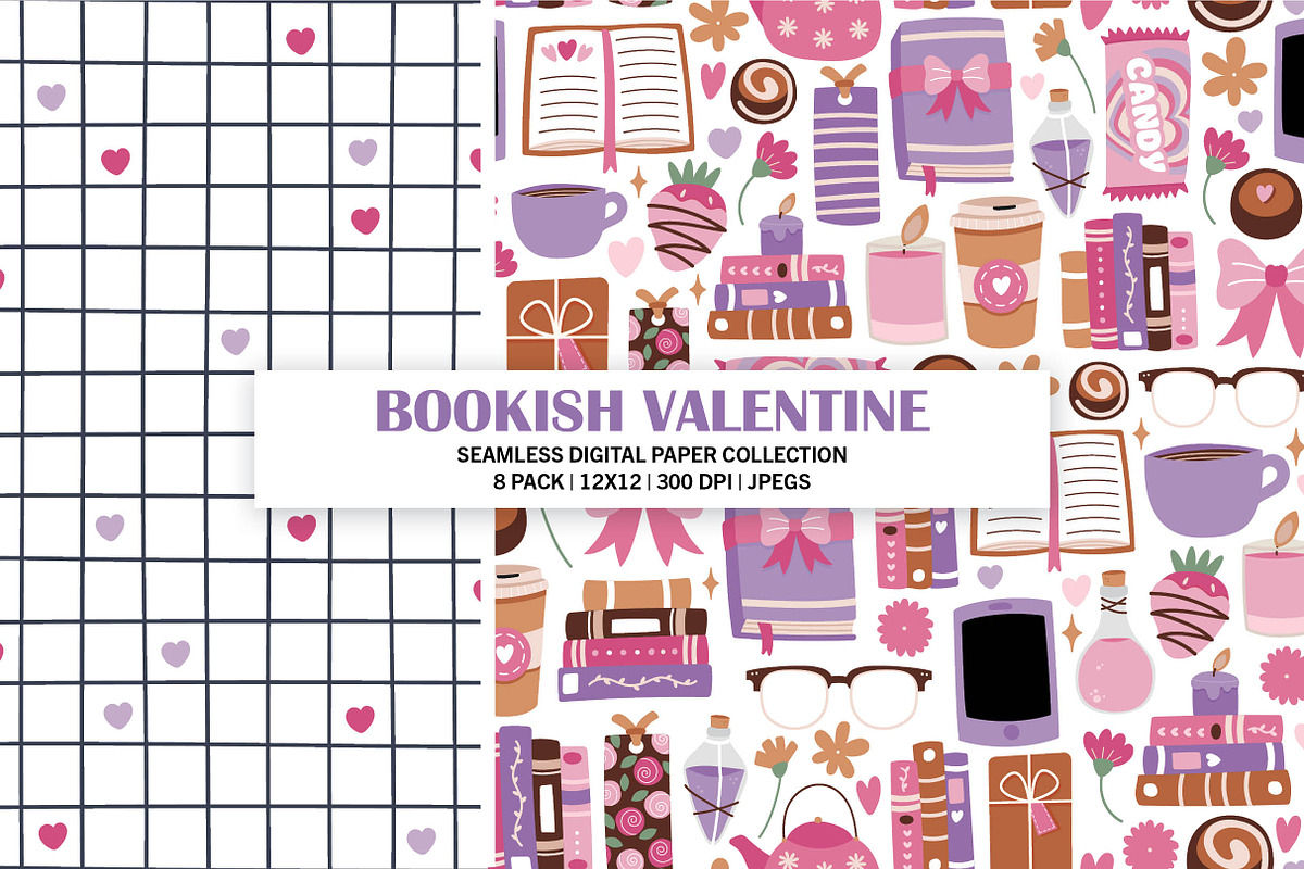 Bookish Valentine Seamless Patterns, a Pattern Graphic by Alanna Messina Design Co (Photo 2 of 8)
