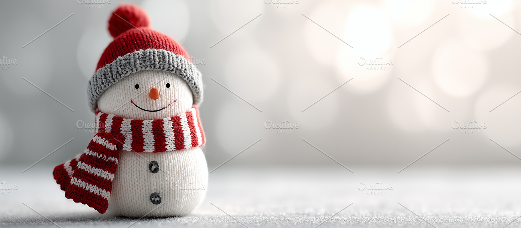 Cute, knitted snowman in a red, a Holiday Photo by MistyDay