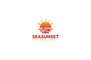 Sea Sunset Logo, a Branding & Logo Template by 3ab2ou