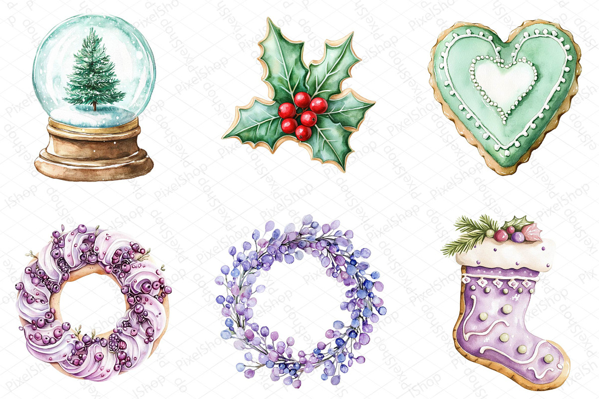 Christmas Pastel Cookie Clipart Bund, an Illustration by DreamPrint404 (Photo 5 of 7)