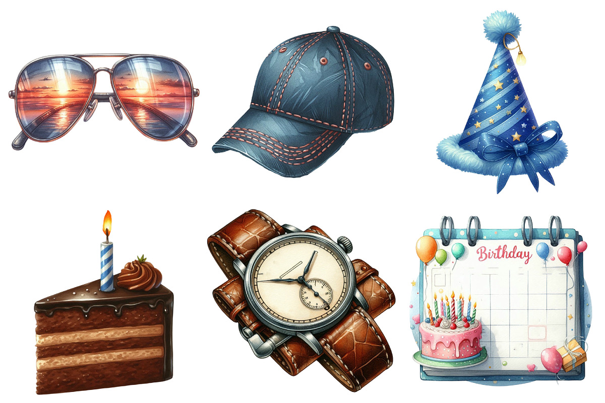 Watercolor Man’s Birthday Clipart, an Illustration by Daily.Designs (Photo 5 of 5)