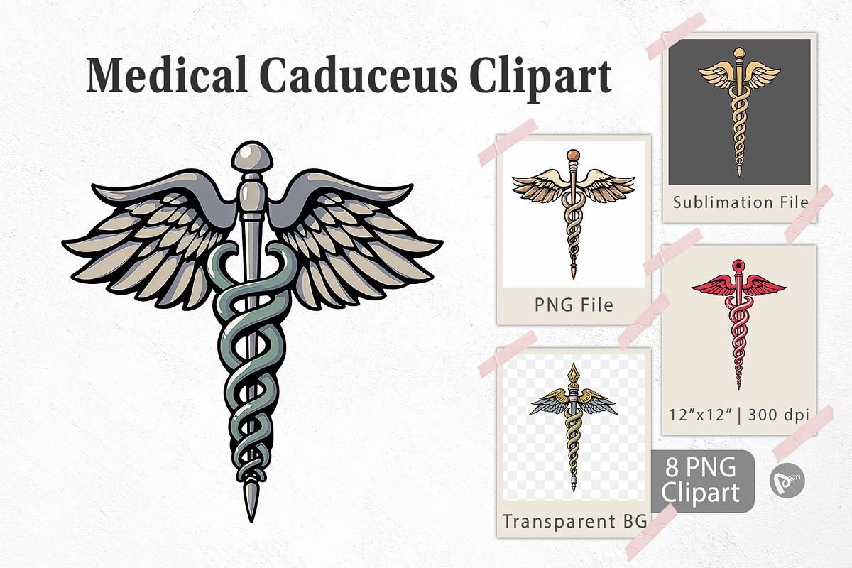 Medical Caduceus Clipart, a Graphic by Artnoy (Photo 1 of 5)