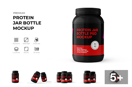 Protein Jar Bottle Mockup, a Cups & Container Mockup by Ram Studio