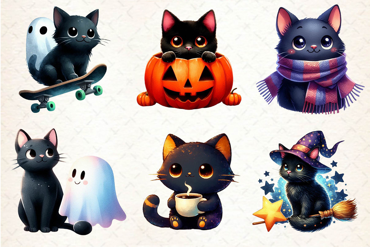 Halloween Black Cat Clipart PNG, an Illustration by Dream Creation (Photo 4 of 6)