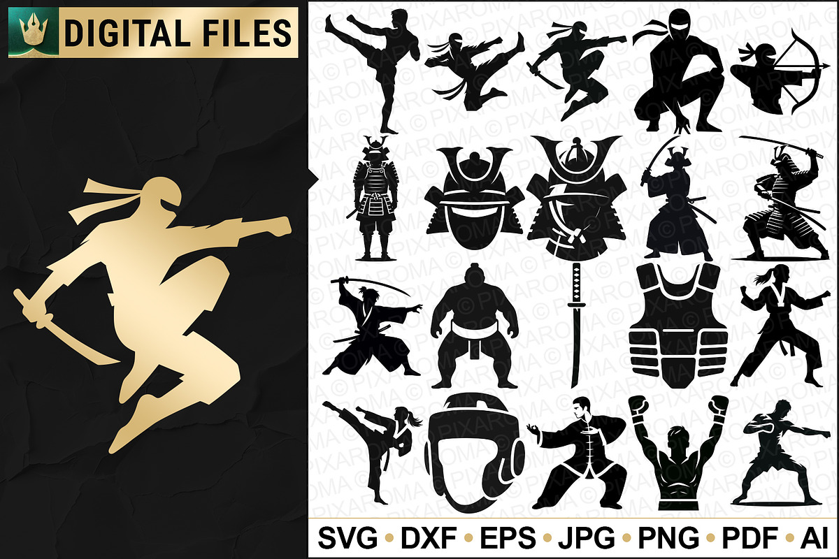 100 Self Defense and Martial Art SVG, a Person Illustration by pixaroma (Photo 6 of 6)
