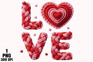 Faux Yarn Crochet Love Valentines, an Illustration by Daily.Designs