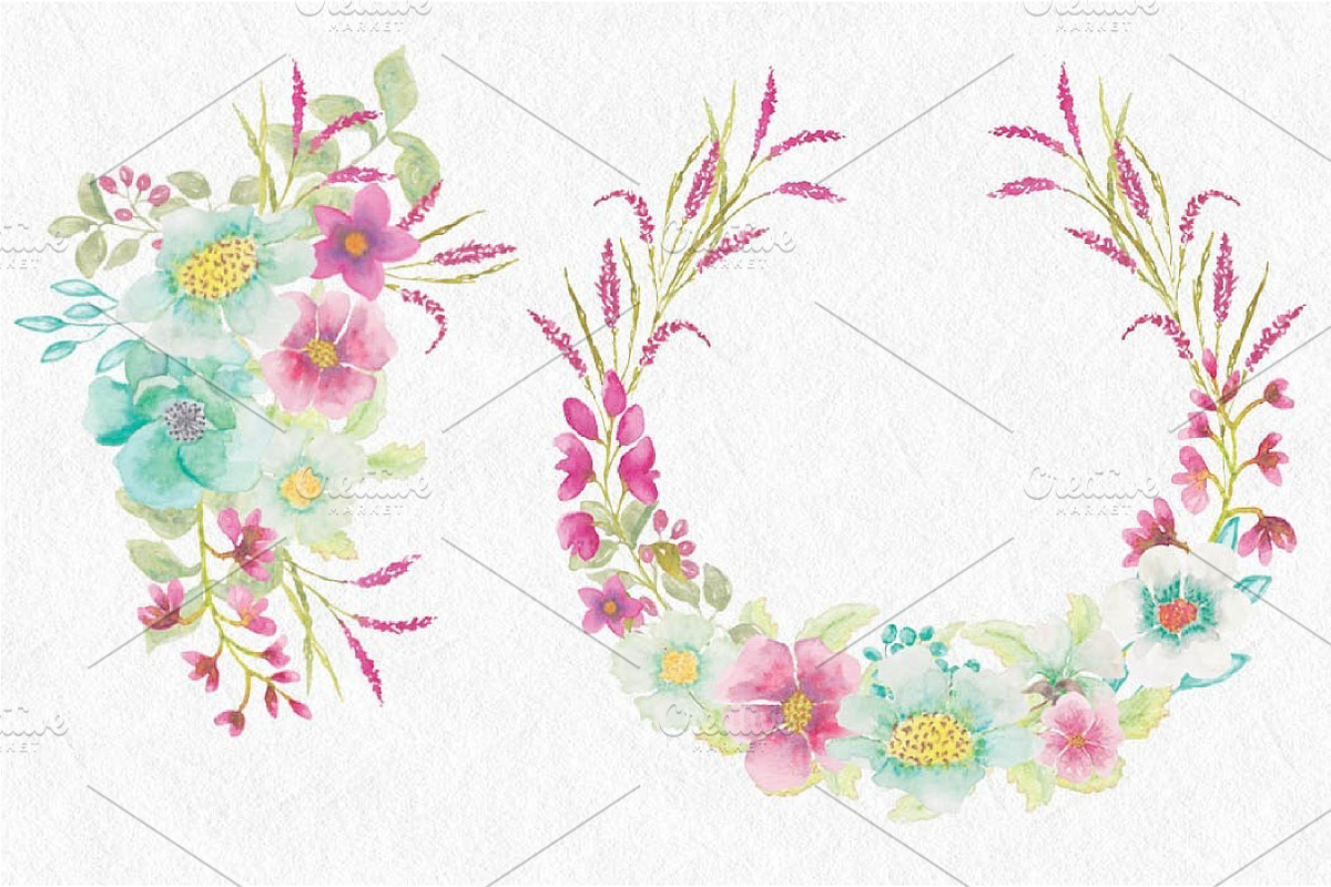 Pink Veronica Watercolor Clip Art, an Illustration by fashionaddict (Photo 3 of 8)