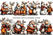 Christmas Santa & Reindeer Clipart, an Illustration by OK Design (Thumbnail 3 of 6)