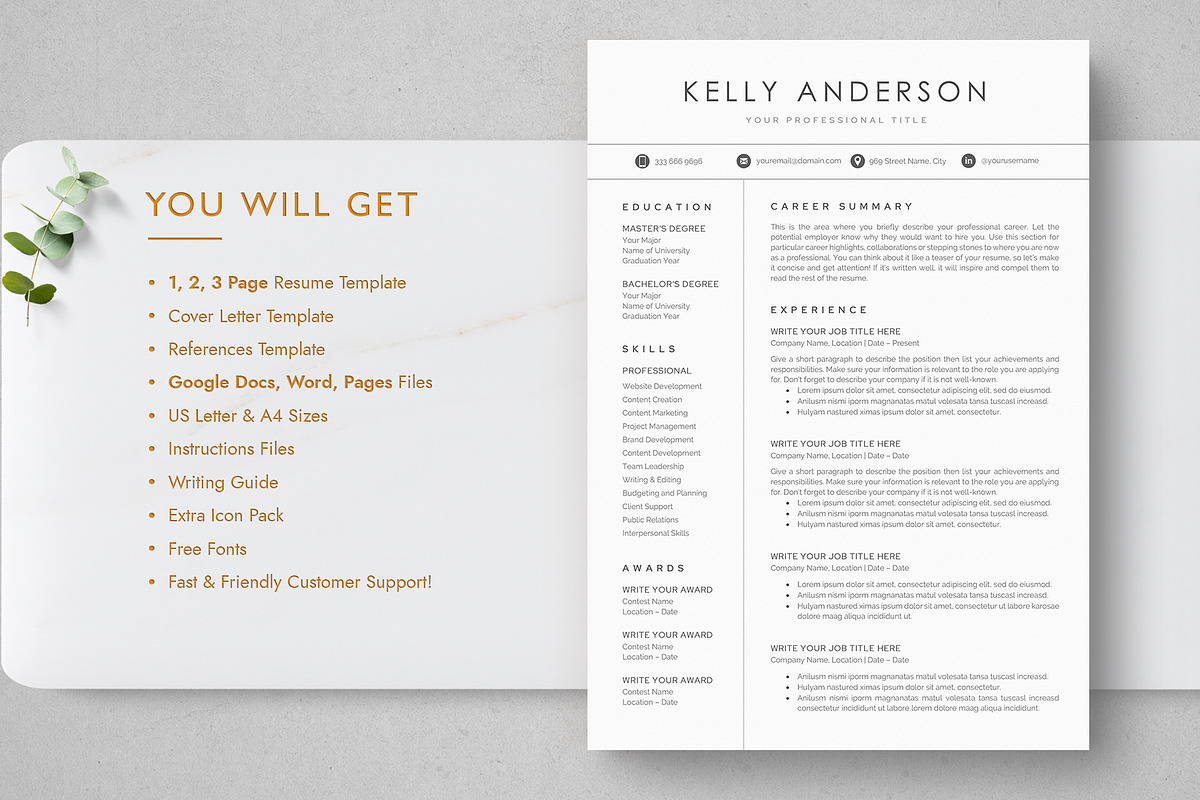 Resume CV Template, a Resume Template by TheStandOutResume (Photo 8 of 8)