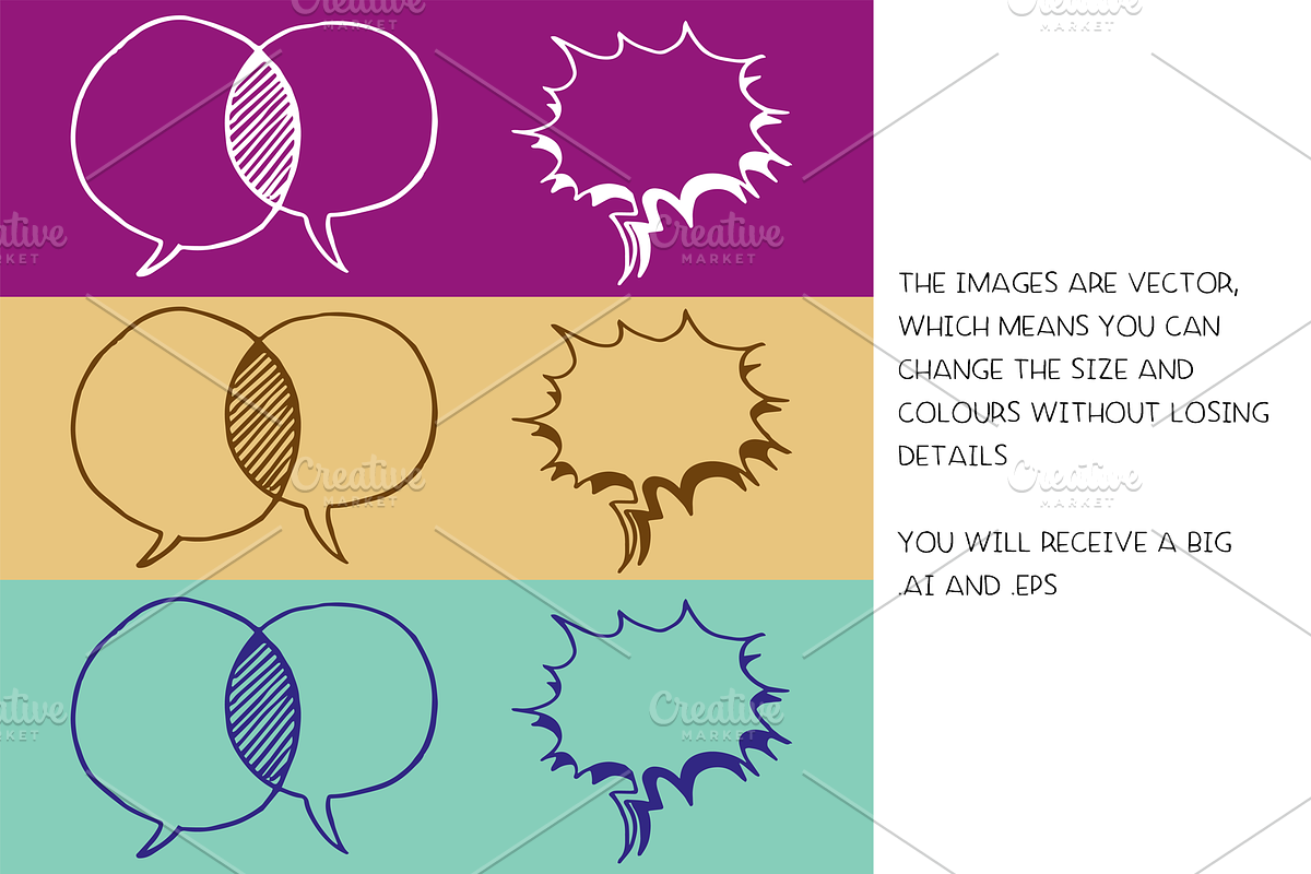 Speech & thought bubbles - vector, a Work Illustration by Renée from Studio neetje (Photo 4 of 4)