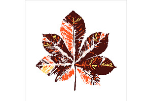 Vector Leaf Print. Inkprinted Leaves