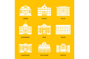 Municipal buildings white icons, an Object Graphic by Stock-Smart-Start