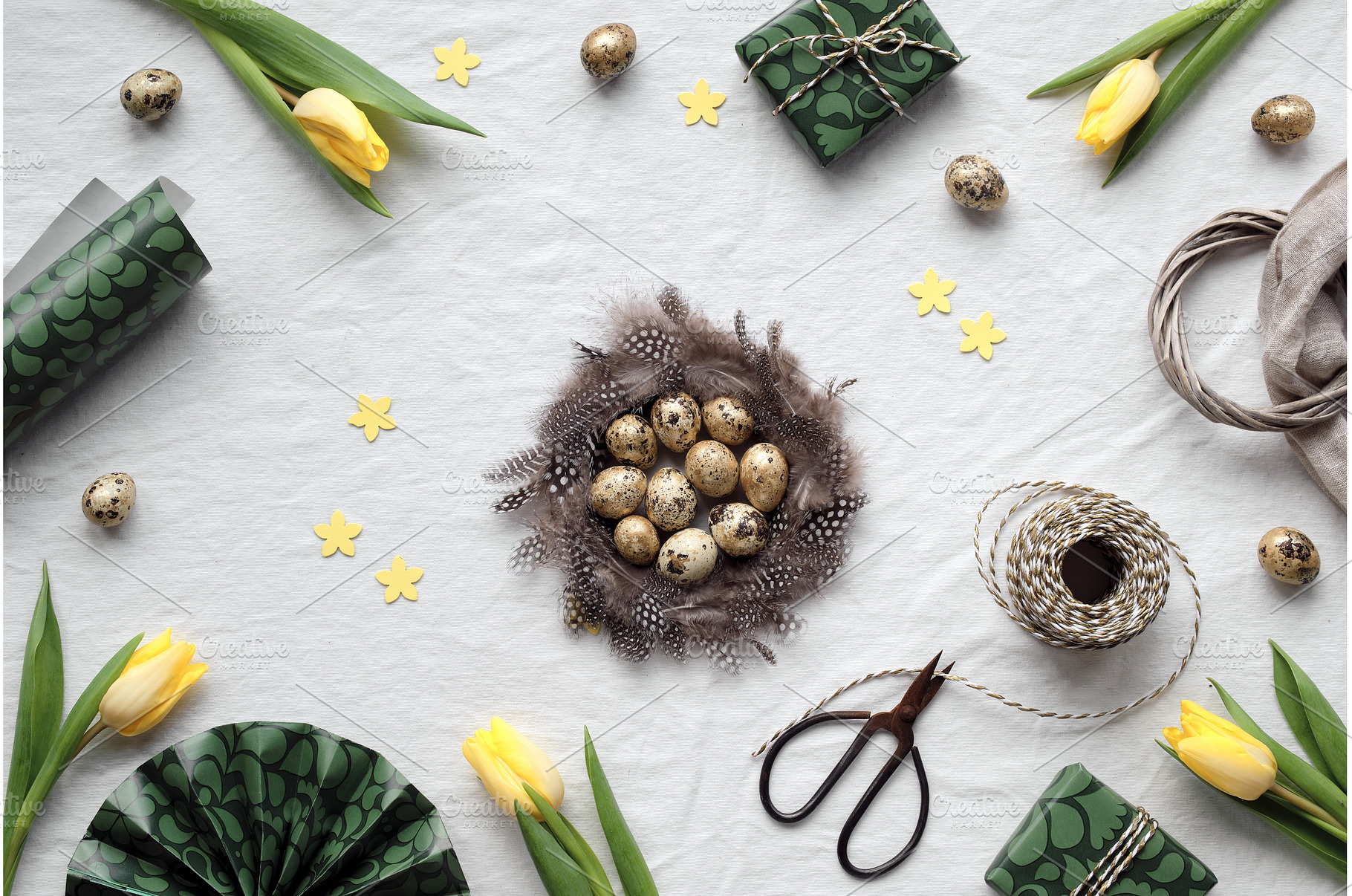 Easter nest with quail eggs, a Holiday Photo by tilialucida