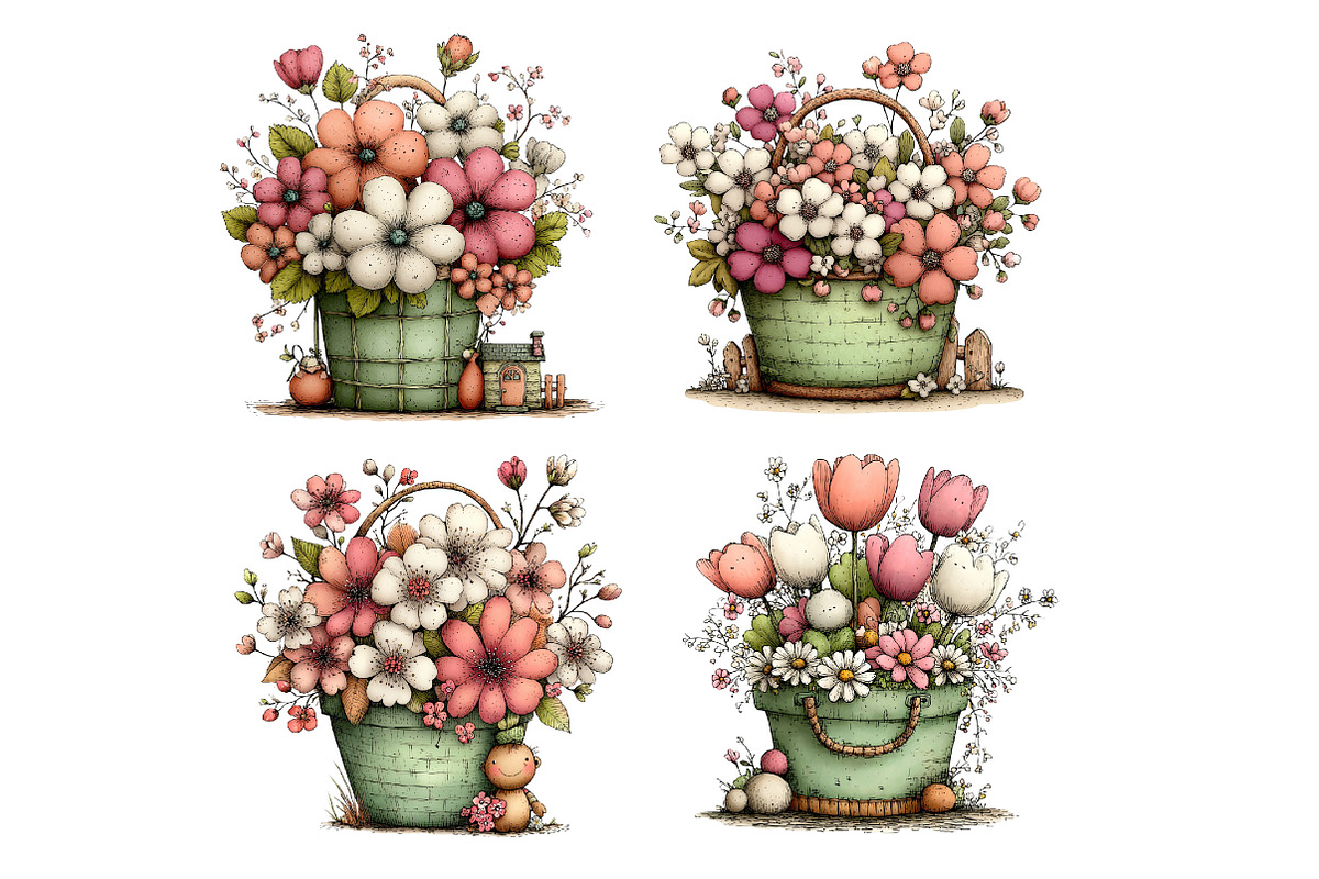 Whimsical Spring Flower Basket, an Illustration by Dream Creation (Photo 6 of 6)