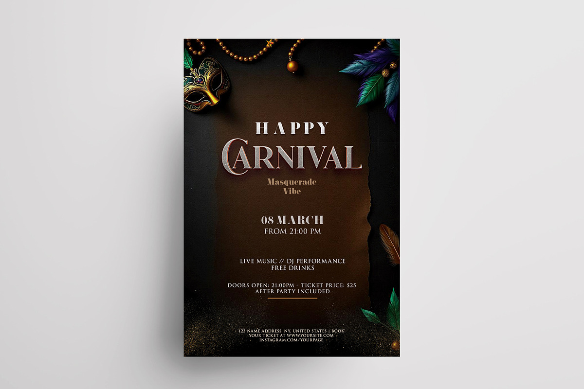 Carnival Flyer Invitation Template, a Flyer Template by PixelsDesign (Photo 3 of 3)