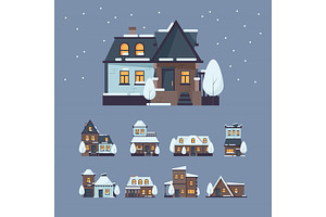 Frozen Houses. Christmas Winter