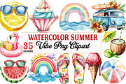 Watercolor Summer Vibe Clipart, an Illustration by Watercolor design (Thumbnail 1 of 5)