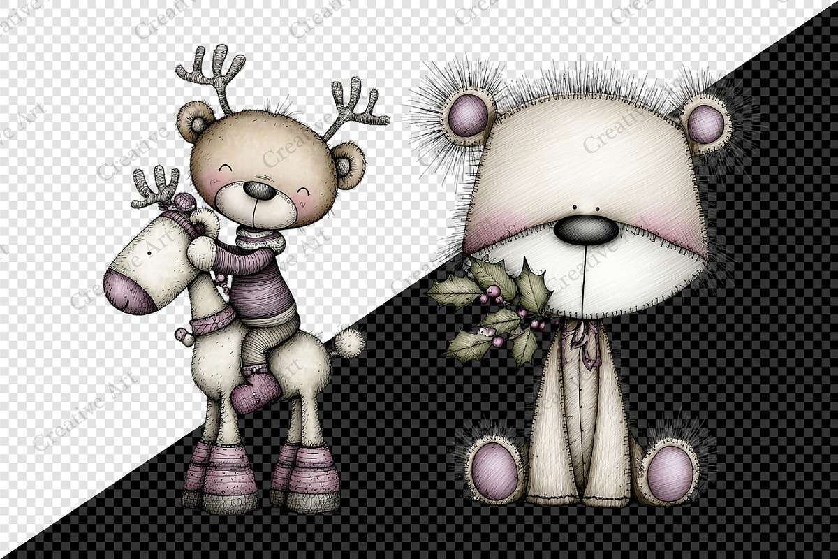 Whimsical Christmas Teddy Bear Clipa, an Illustration by Creative Art (Photo 10 of 11)