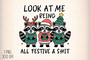 Funny Christmas Sarcastic Raccoon, an Illustration by Daily.Designs (Thumbnail 1 of 5)