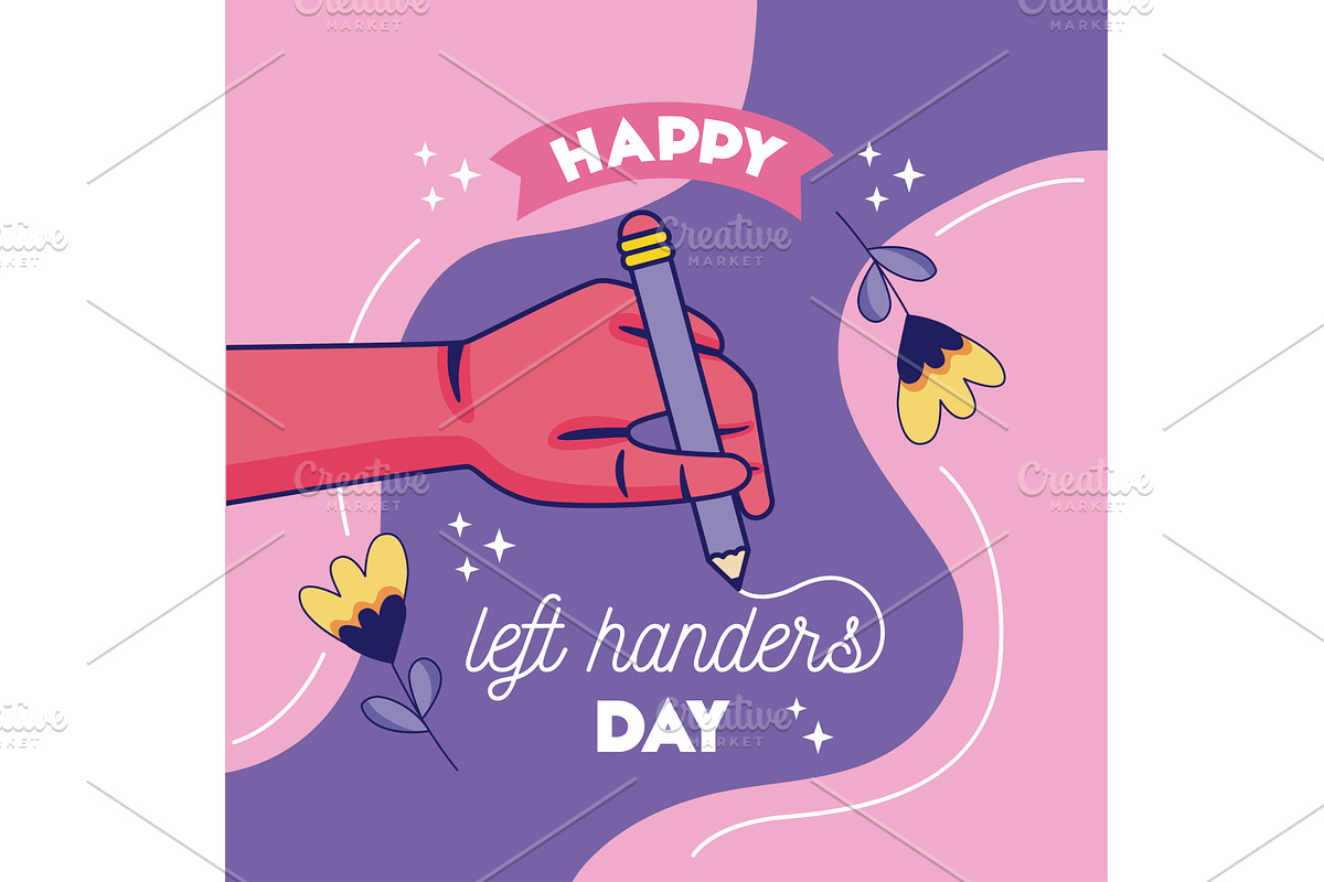 left handers day poster, an Illustration by studiogstock