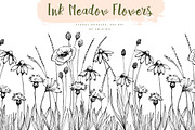 Ink meadow, hand drawn flowers, an Illustration by swiejko (Thumbnail 1 of 4)