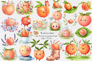 Watercolor Cute Peaches Garden Fruit, an Illustration by Creative Art (Thumbnail 1 of 10)