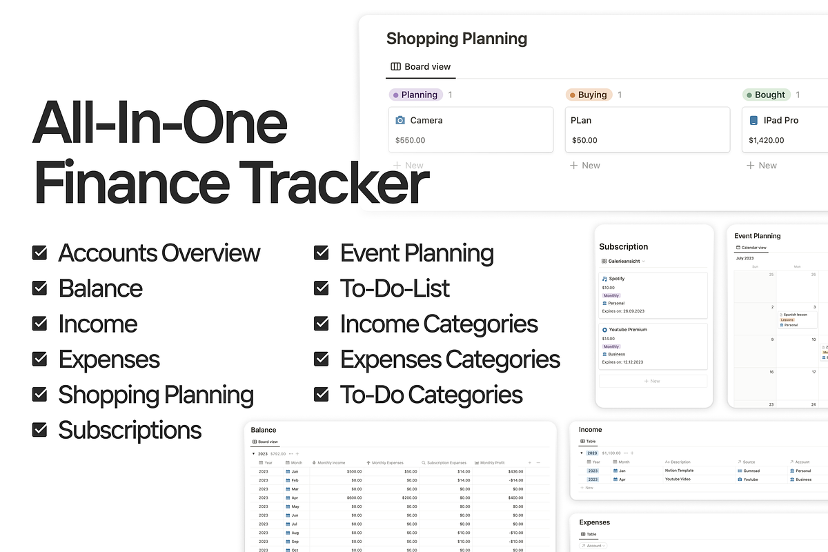 Finance Tracker Notion Template, a Templates & Theme by KristinaK3 (Photo 2 of 2)