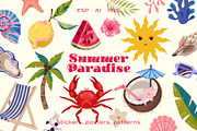 Summer Paradise Clip Art, a Seasonal Illustration by UnaAnya (Thumbnail 1 of 7)