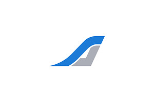 JA Letter Logo, Shape Jet