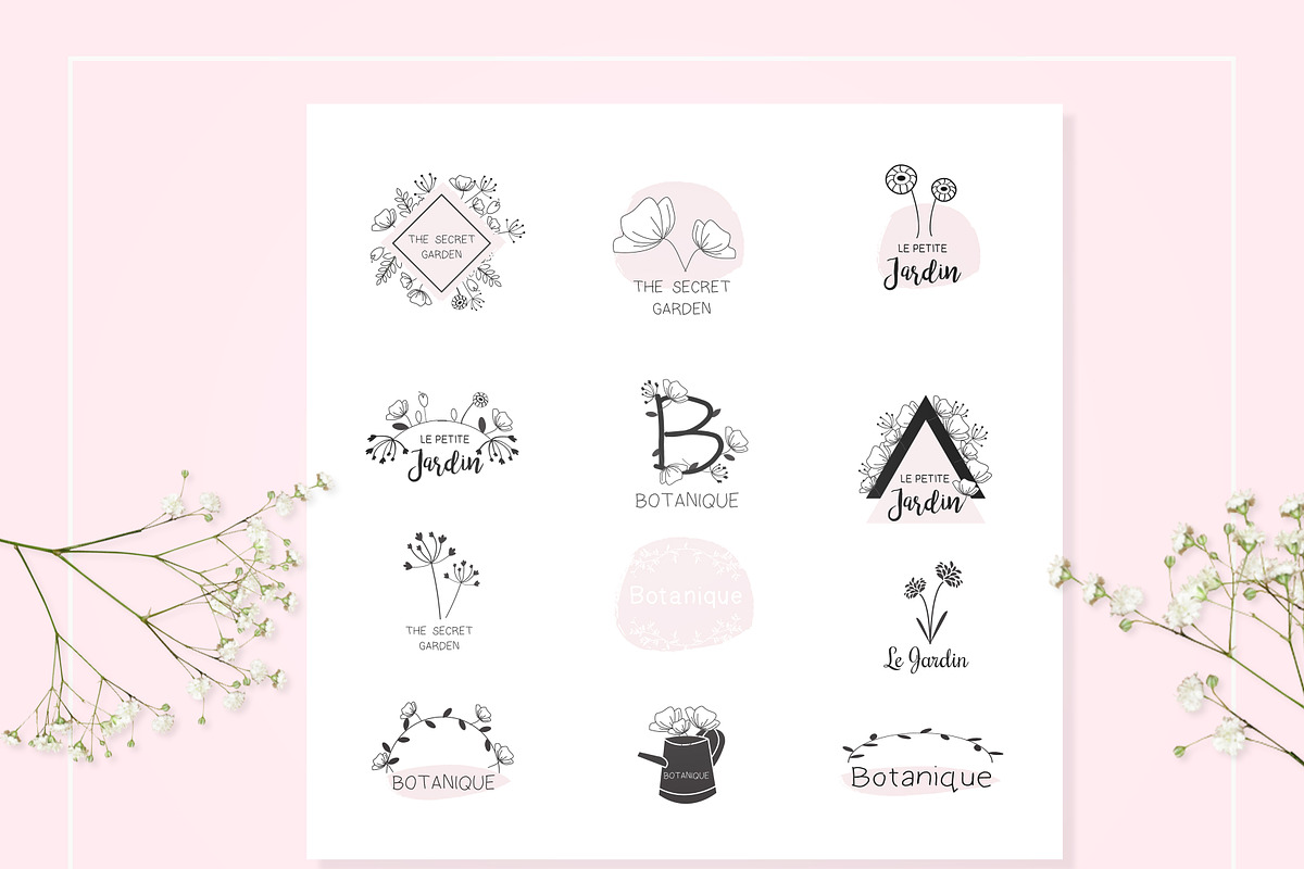 Botanical Hand Drawn Logo Bundle, a Branding & Logo Template by garu1987 (Photo 2 of 6)