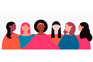 Diverse beautiful modern women group, an Illustration by sceptical cactus